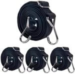 Spanngummi 4er-set Mit Haken, 200cm, Verstellbar, Schwarz