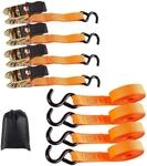 4er Set Spanngurte 800kg 5m Mit Ratsche Und Haken, Ladungssicherung Orange