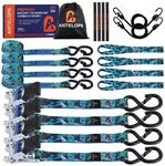4er Set Spanngurte Mit Ratsche Und S-haken, 25mm X 4m, Tarnblau