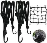 Spanngurte F&uuml;r Motorrad & Fahrrad Mit Haken, 2x 60cm Gurt + Gep&auml;cknetz