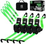 Automatik Spanngurt Set 4 St&uuml;ck Mit J Haken 3,6m X 25mm Gr&uuml;n
