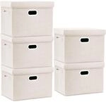 Aufbewahrungsbox Mit Deckel, Faltbar, Waschbar, 5er-set, Beige