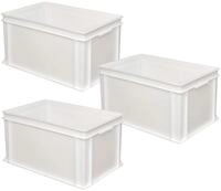 Brb 3x Eurobeh&auml;lter Mit 2 Griffleisten, Lxbxh 600x400x320 Mm, 63 Liter, Wei&szlig;