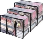 3x Transparente Aufbewahrungstaschen 40l Mit Griffen F&uuml;r Kleidung & Decken