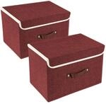 Faltbare Aufbewahrungsbox Mit Deckel, 2 St&uuml;ck, 38x25x25 Cm, Rotwein