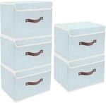 Faltbare Aufbewahrungsbox Mit Deckel, 5er-set, 38x25x25 Cm, Stoff, Waschbar