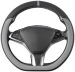 Lenkradbezug D-form Mikrofaser Leder Grau/schwarz M (37-38cm)