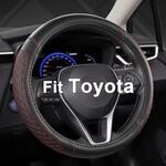 Lenkradbezug Pu-leder F&uuml;r Toyota, Rutschfest, Schwarz-rot Gesteppt