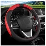 Lenkradbezug Auto Mikrofaser Leder Sport Anti Rutsch Universal 38cm Schwarz/rot