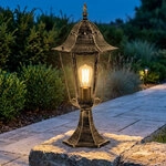Led Sockelleuchte Wegeleuchte Gartenleuchte Bronzefarben Glas Ip44 H 49 Cm