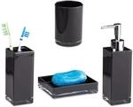 Relaxdays - Badaccessoires Set 4-teilig, Modern, Zahnputzbecher, Zahnb&uuml;rstenhalter,