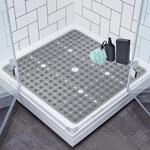 Duschmatte Rutschfest 70x70 Cm, Pvc, Bpa-frei, Grau Quadratisch