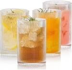 Geriffelte Trinkgl&auml;ser 4er Set, 500ml Vintage Cocktailgl&auml;ser, Glasbecher F&uuml;r