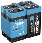 Ansmann Rauchmelder Extrem Lithium Batterie 9v E-block, 4 St&uuml;ck