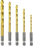 Hss-bohrer-set Titanium-beschichtet 5-teilig (2-6mm) Mit 1/4" Sechskantschaft