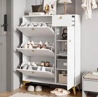 Schuhschrank Mit 3 Klappen, 1 Schublade Und 1 T&uuml;r, Wei&szlig;, 90x25x121 Cm