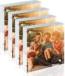 Magnetischer Bilderrahmen 13x13 Cm Acryl 4er Pack, Rahmenlos, Doppelseitig,