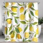 Duschvorhang 120x200cm Zitrone Blatt, Wasserabweisend, Beschwerter Saum,...