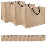 Jute-handtaschen 50 Nat&uuml;rlich Und Schwarz 42 X 33 X 19 Cm Vidaxl