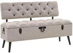 Vidaxl Storage Bench With Backrest 110 Cm Cream Fabric (us Only)