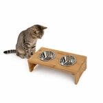 Lionto Katzennapfst&auml;nder, Erh&ouml;hte Futterstation Aus Bambus Mit 2...