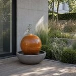 K&ouml;hko 30 Cm Kugelbrunnen Aus Corten‑stahl, Modell 21008n Mit...