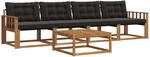 Outdoor-sofagarnitur 5 Stk. Natur Und Schwarz Vidaxl