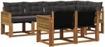 Outdoor-sofagarnitur 7 Stk. Natur Und Schwarz Vidaxl