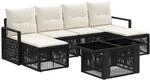 Gartensofa-set 7 Stk. Schwarz Und Cremewei&szlig; Poly-rattan Vidaxl