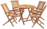 5-teiliges Klappbares Garten-bistro-set Natur Massivholz Teak Vidaxl