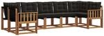 Vidaxl Outdoor Sofa Set 7 Pcs Natural And Black
