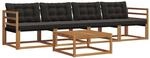 Outdoor-sofagarnitur 5 Stk. Natur Und Schwarz Vidaxl