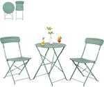 Bistroset 3-teilig, Klappbar, Wetterfest, F&uuml;r Balkon & Garten, Gr&uuml;n