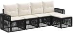 Vidaxl Garden Sofa Set 5 Pcs Black And Cream White Poly Rattan