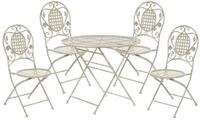 Bistroset Cremewei&szlig; Aus Metall 4er Set Zusammenklappbar Balkon / Terrasse /
