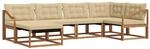 Vidaxl Outdoor Sofa Set 6 Pcs Natural And Beige Solid Acacia Wood