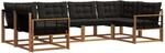 Vidaxl Outdoor Sofa Set 6 Pcs Natural And Black
