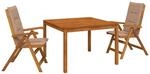 3-teilige Garten-essgruppe Natur Massivholz Akazie Vidaxl