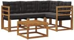 Vidaxl Outdoor Sofa Set 5 Pcs Natural And Black