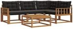 Outdoor-sofagarnitur 5 Stk. Natur Und Schwarz Vidaxl