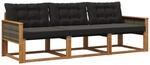Vidaxl Outdoor Sofa Set 3 Pcs Natural And Black