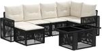 Gartensofa-set 7 Stk. Schwarz Und Cremewei&szlig; Poly-rattan Vidaxl