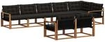 Outdoor-sofagarnitur 8 Stk. Natur Und Schwarz Vidaxl