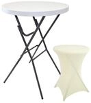 Stehtisch Mit Husse Partytisch Klappbar &Oslash; 80 Cm H&ouml;he 110 Cm Bistrotisch In Wei&szlig;