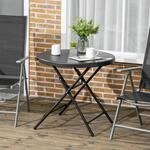 Runder Klappbarer Gartentisch F&uuml;r 4 Personen &Oslash;80 Cm, Holzoptik, Dunkelgrau, Okwish