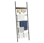 Relaxdays Handtuchleiter, 4 Sprossen, 5 Haken, Hb 177x60cm, Bad & Schlafzimmer,