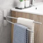 Schwenkbarer Handtuchhalter Ohne Bohren, 180&deg; Drehbar, Edelstahl, Geb&uuml;rstet,...