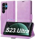 Klapph&uuml;lle F&uuml;r Samsung S23 Ultra Kunstleder Mit Kartenfach & St&auml;nder Lila