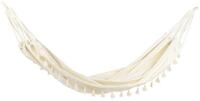 H&auml;ngematte Beige Baumwolle Und Polyester Mit Pompons F&uuml;r Drinnen Und Drau&szlig;en