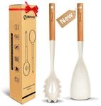 Silikon Nudell&ouml;ffel & Kochwender Set Mit Holzgriff, 2-teilig, Wei&szlig;